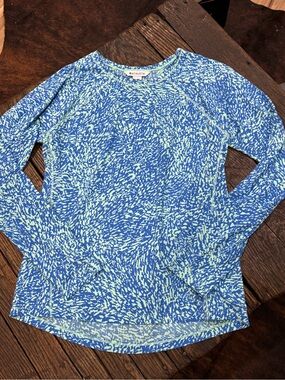 Athleta Blue Green Long-Sleeve UPF Womens Top Shirt